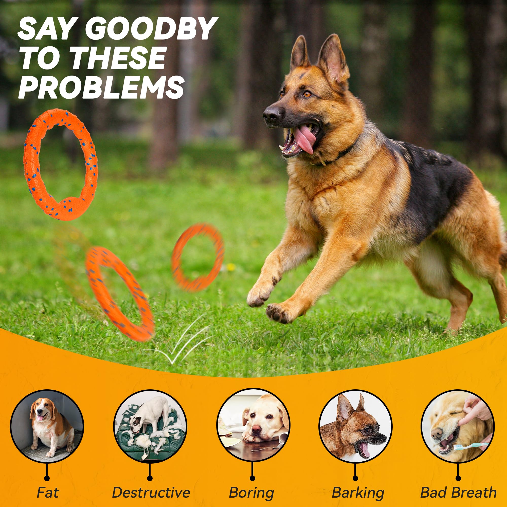 FUSOTO dog ring toy sturdy tug-of-war compatibility for interactive games.