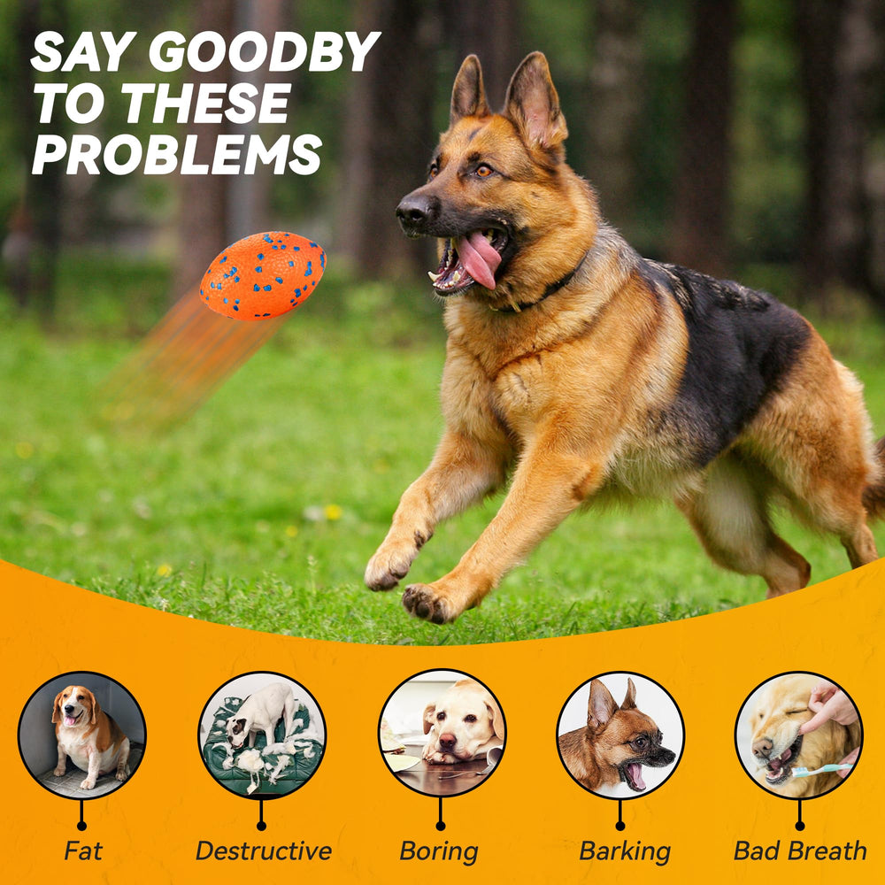 FUSOTO durable chewer orange-blue ball promises long-lasting play during fetch and tug.