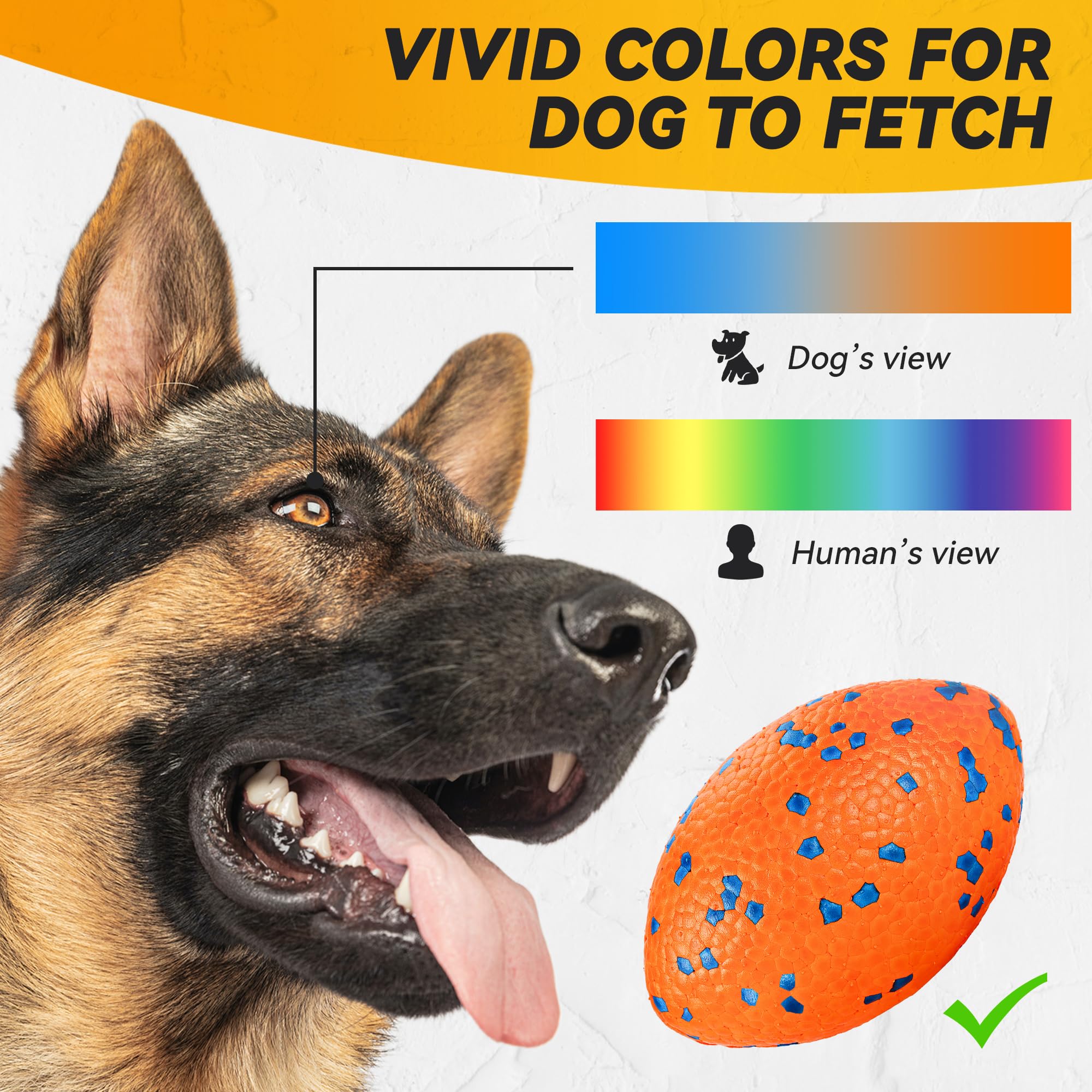 FUSOTO textured dog ball orange surface offers easy grip and pickup.