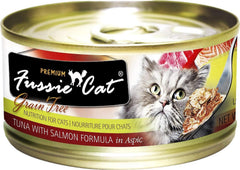 Fussie Cat Premium variety pack flavors in bowls, ideal for picky eaters.