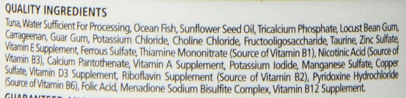 Fussie Cat Premium feeding instructions graphic, serving and storage guidance.