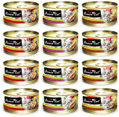 Fussie Cat premium grain-free packaging highlighting quality ingredients