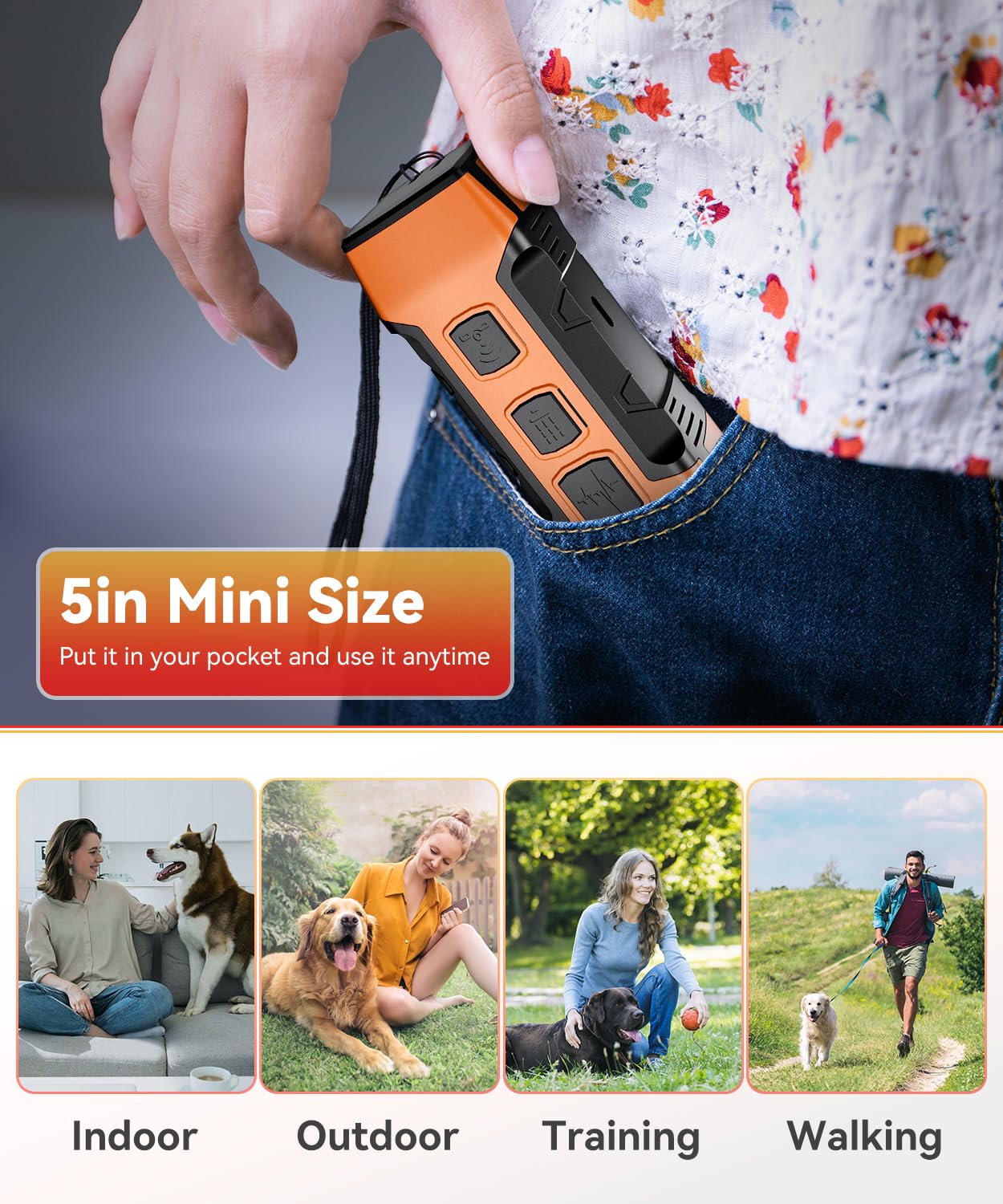 Fussion dog bark deterrent built-in buzzer and flashing alert for behavior redirection.