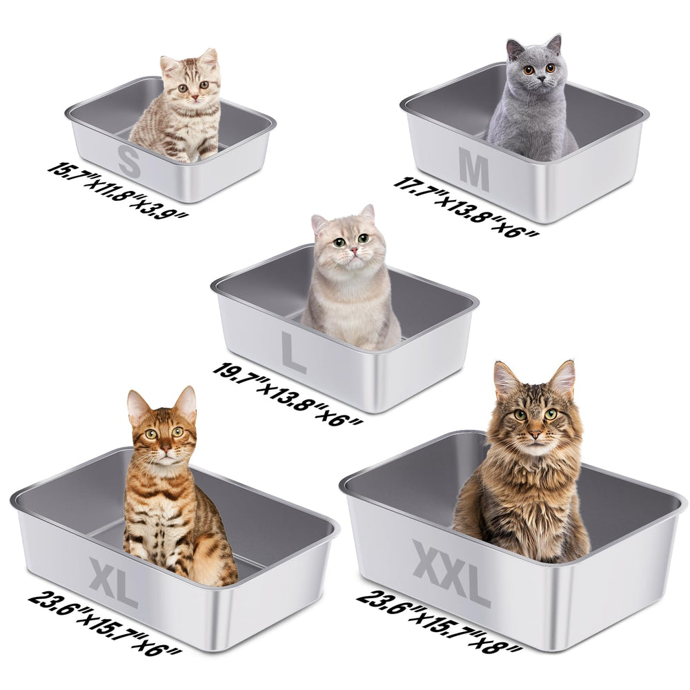 FUTAM stainless steel litter box easy-clean surface for maintenance.