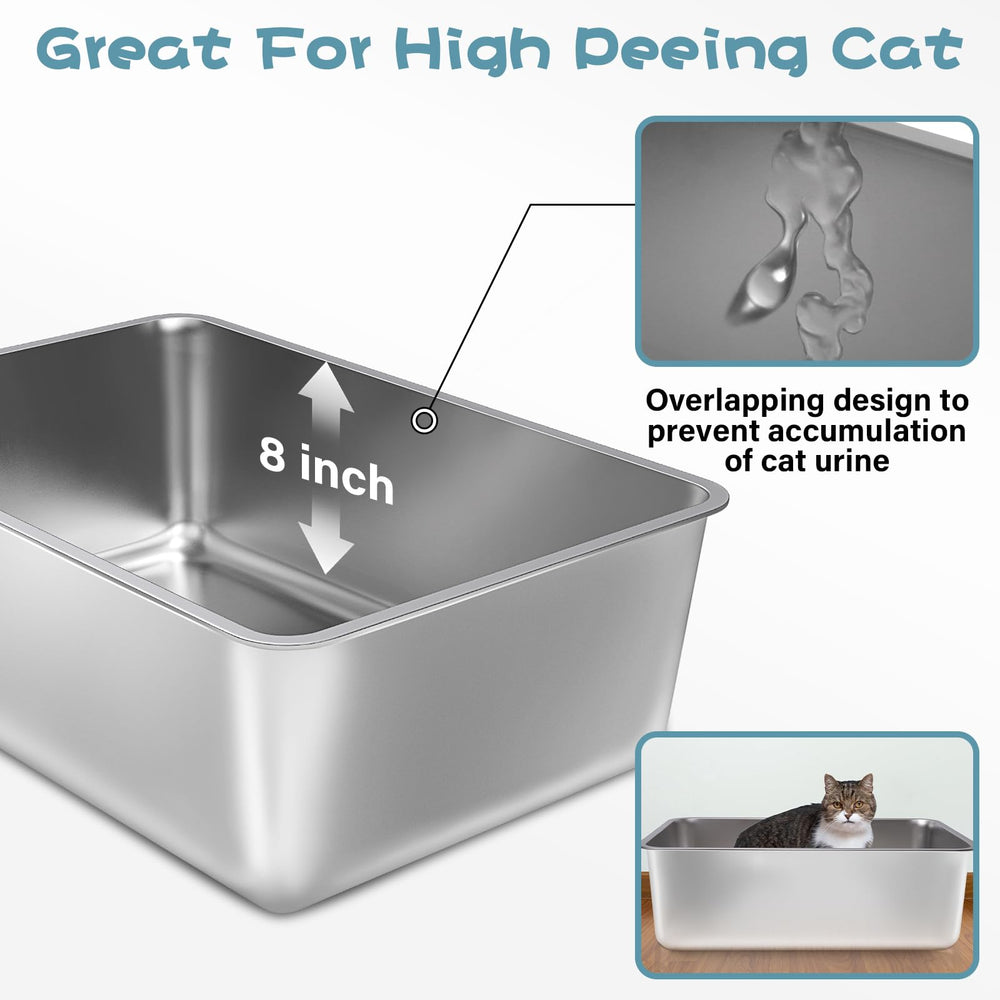 FUTAM stainless steel litter box interior highlights easy cleaning