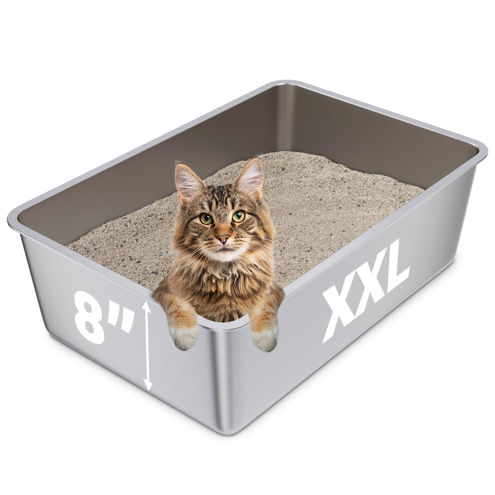 FUTAM XXL stainless steel litter box, top view, ample space for large cats