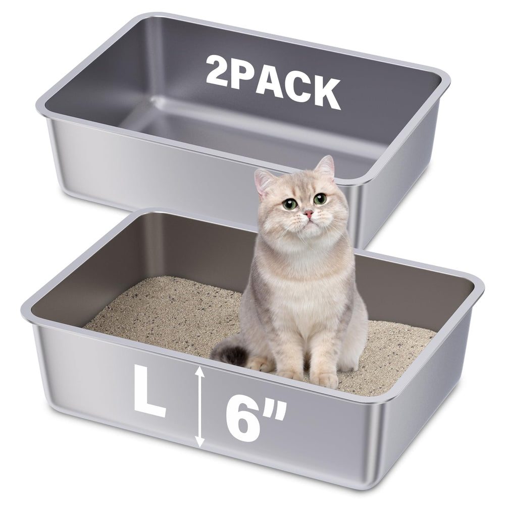 FUTAM stainless steel litter box easy to sanitize and maintain.