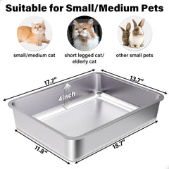 FUTAM stainless steel litter box with non-stick surface for easy cleaning.