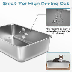 FUTAM litter box top view highlights its non-stick surface for easy cleaning.