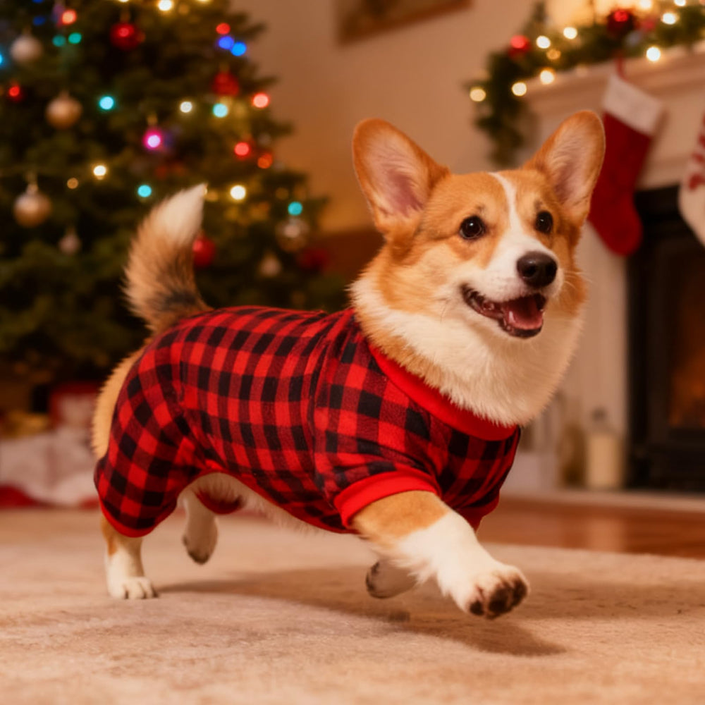 FUTERLY dog Christmas pajamas large dog warmth in red plaid