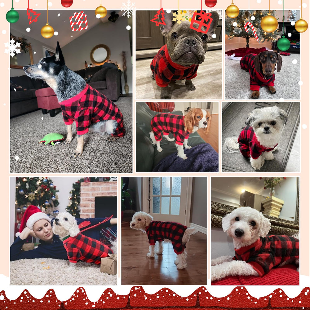 FUTERLY dog Christmas pajamas red flannel close-up with soft feel