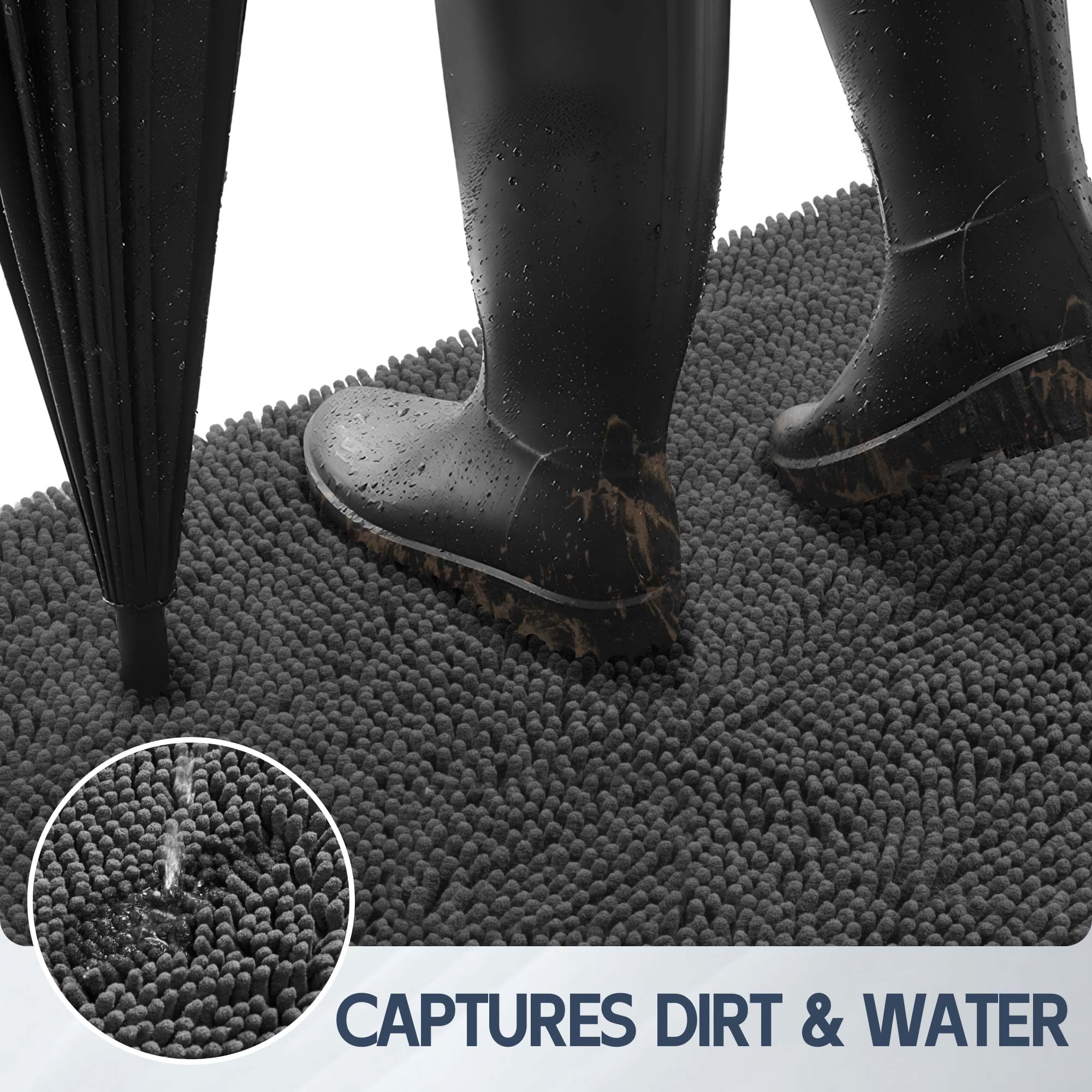 Futurwit dog door mat absorbent dirt trap captures rain and mud before entry