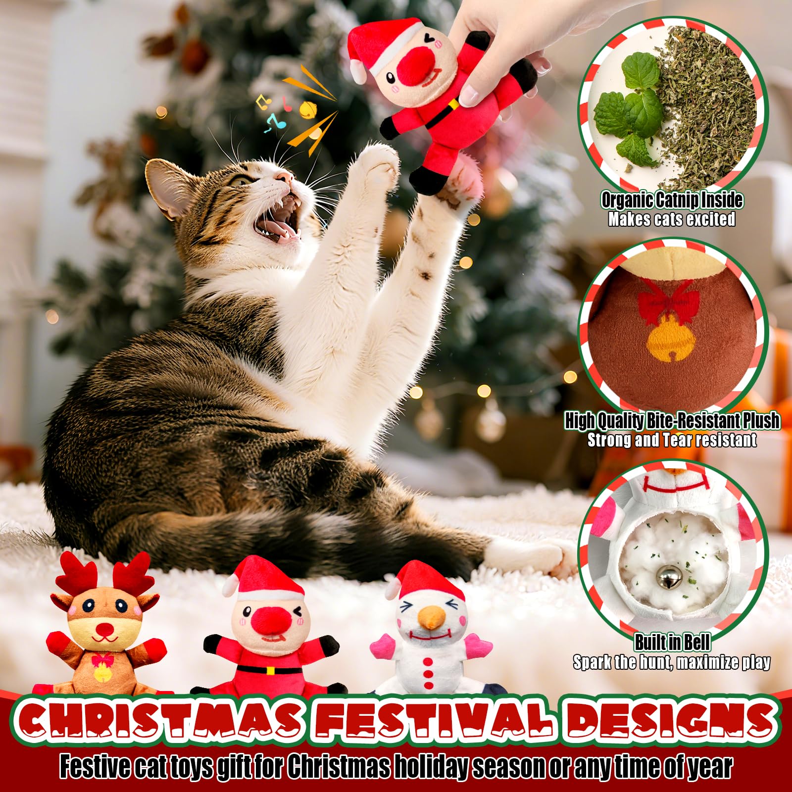 Fuufome cat Christmas reindeer toy for engaging chases and seasonal fun