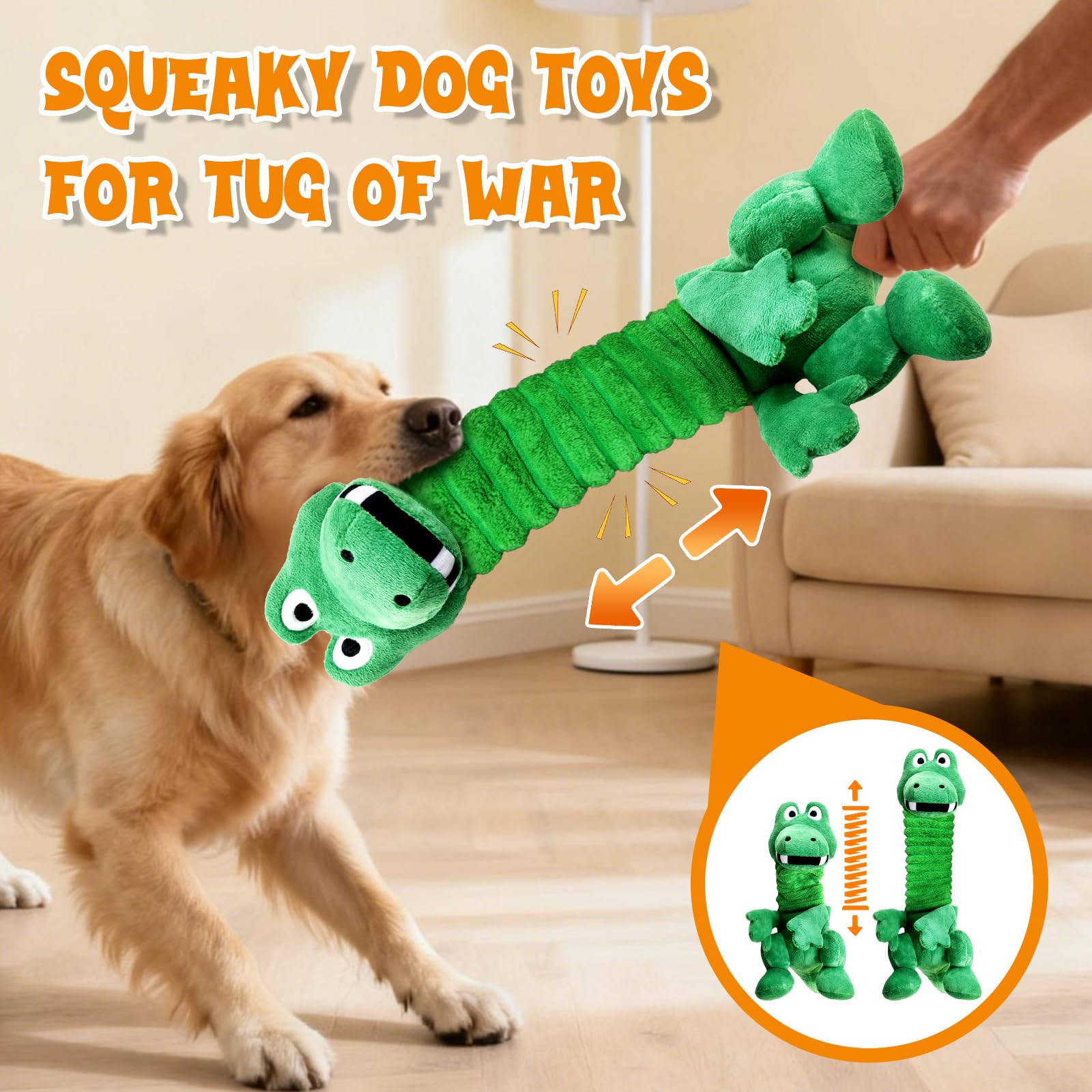 Fuufome crocodile dog toy durable plush for tough chewers