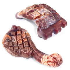 Fuufome pork-chop chew toy front view promotes focused play for aggressive chewers