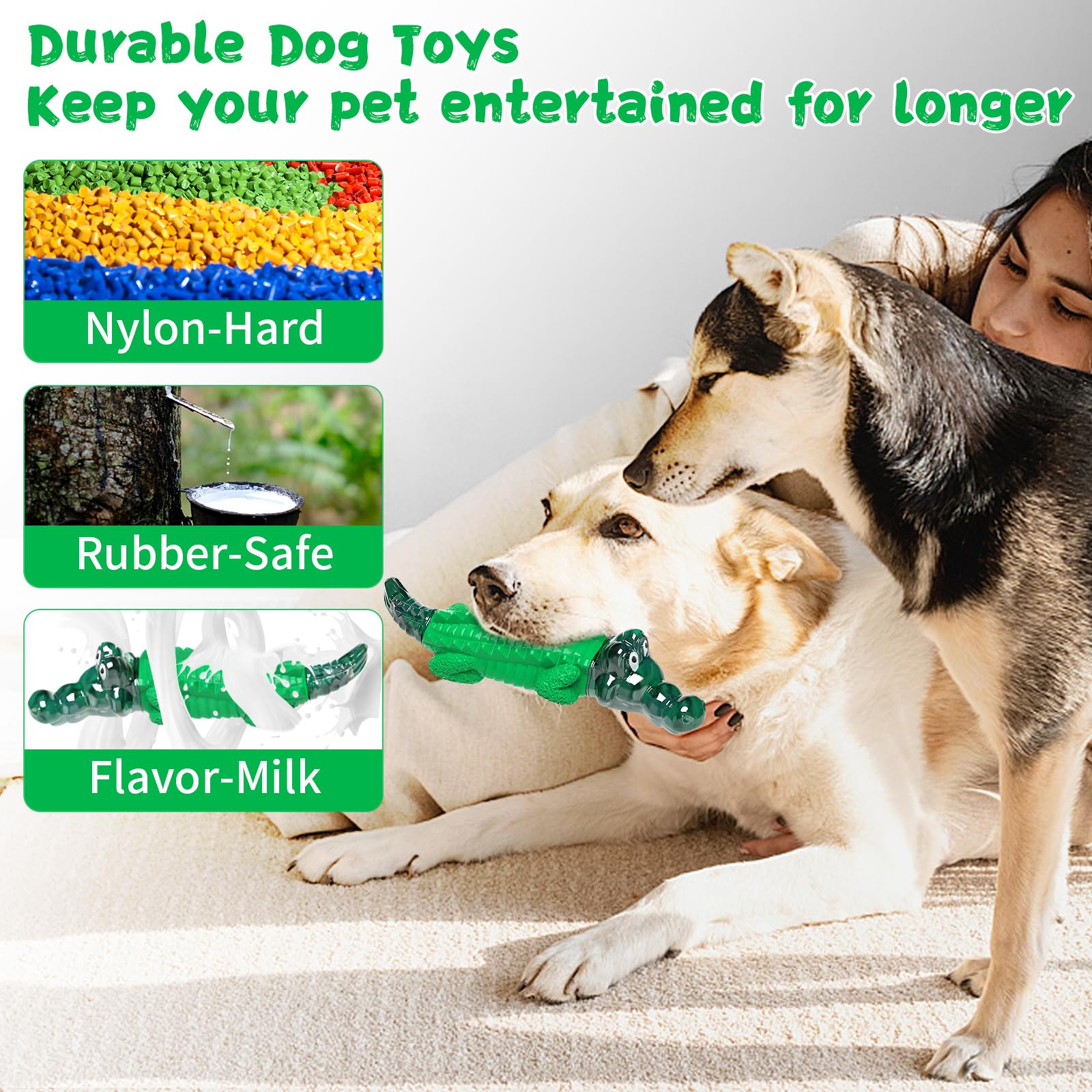 Fuufome dog toy alligator with milk aroma encourages longer chew sessions.