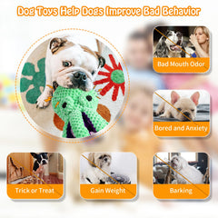Fuufome plush toy with six extra long legs aids tug of war between dogs.