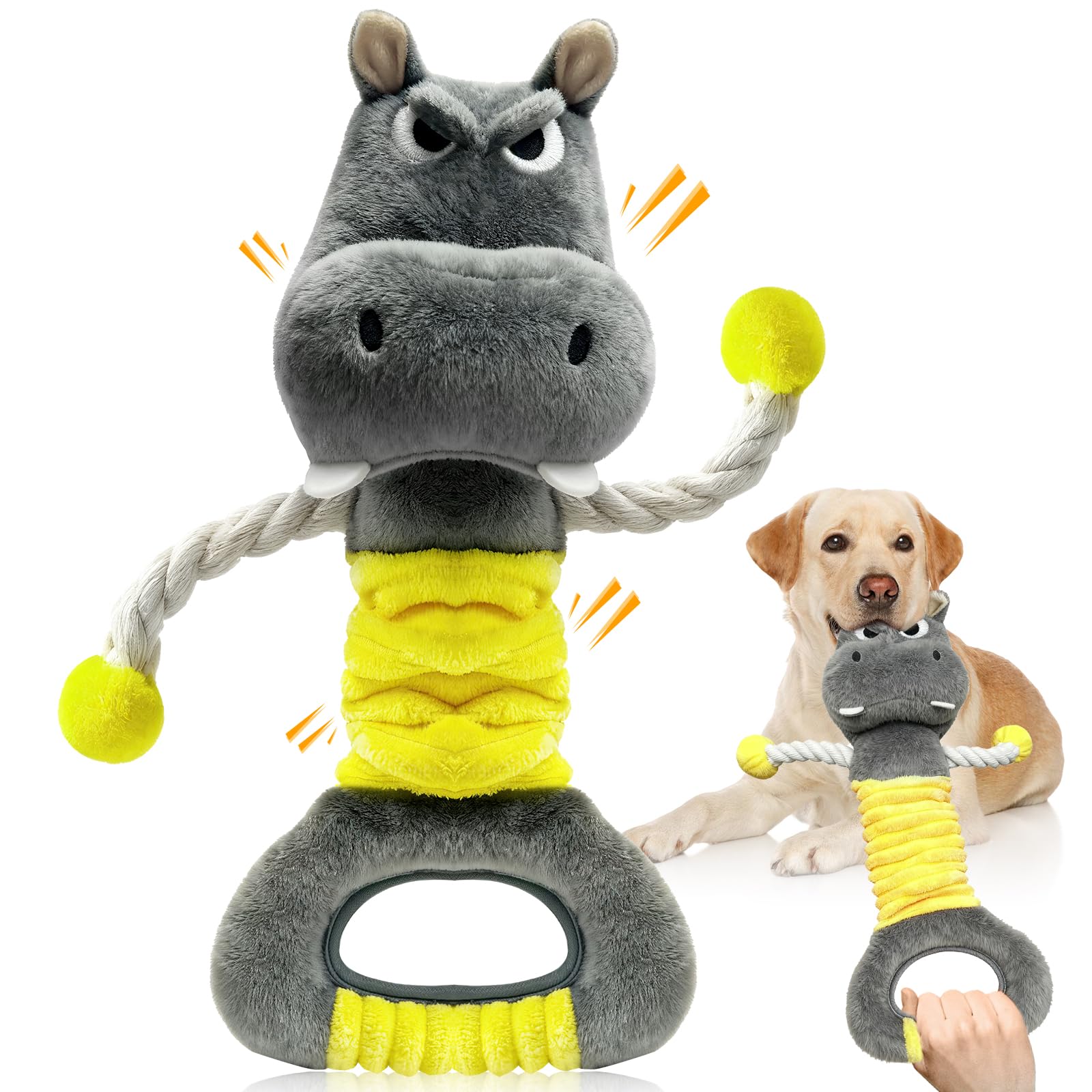 Fuufome large squeaky plush dog toy with soft plush body for cozy play sessions.