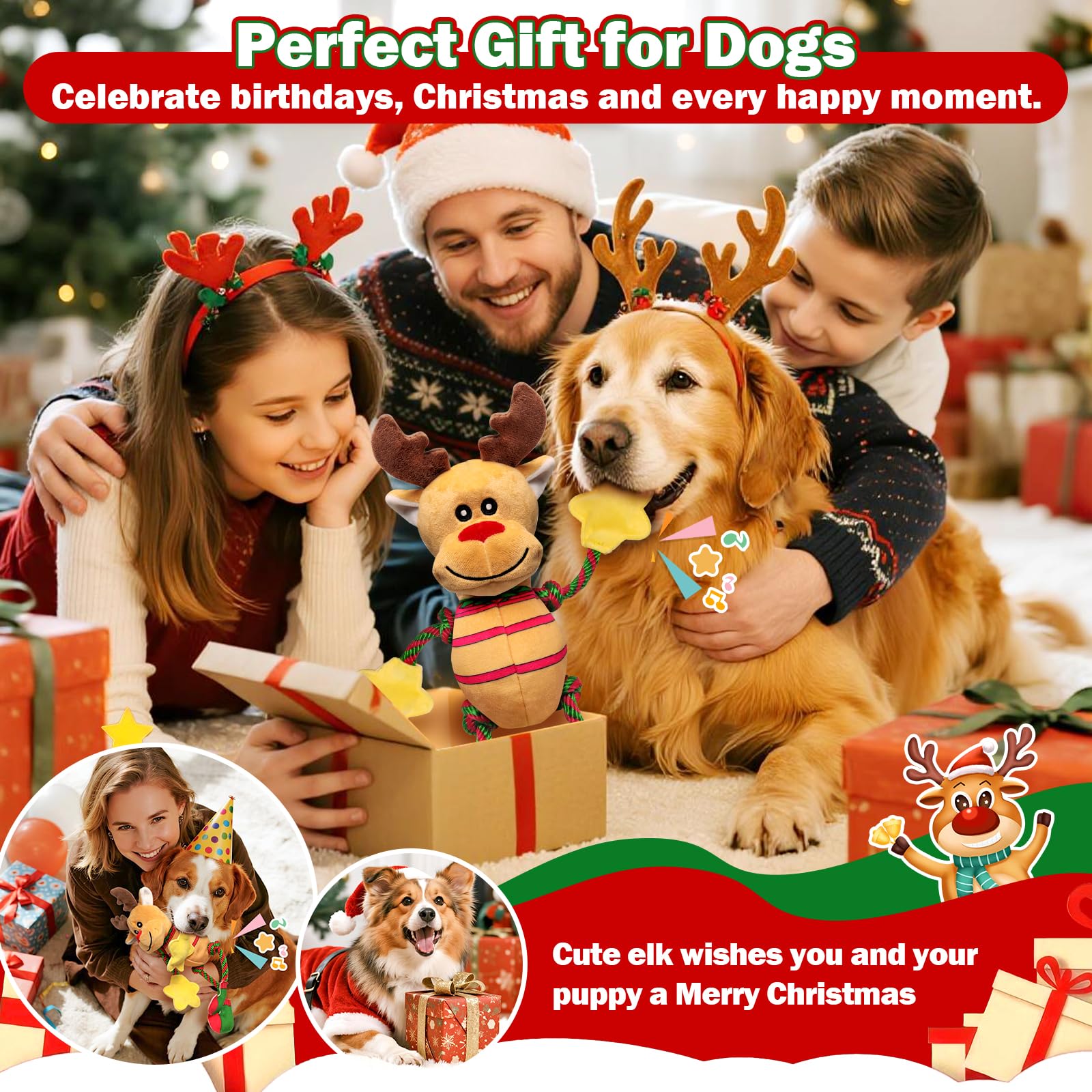 Fuufome non-toxic Christmas dog toy ensures safe indoor and outdoor play