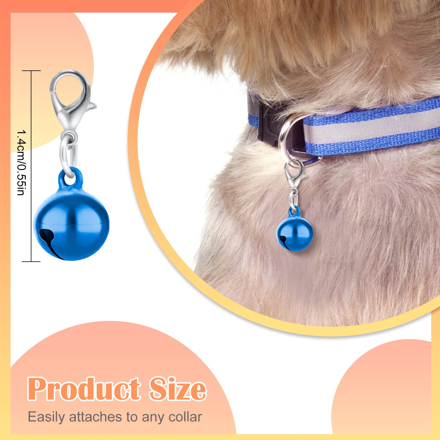 FUYIHGL dog cat bell colors pack displays vibrant hues for playful collar matches.