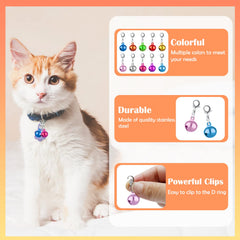 FUYIHGL dog-cat bell on collar demonstrates quick attachment with secure lobster clasps.