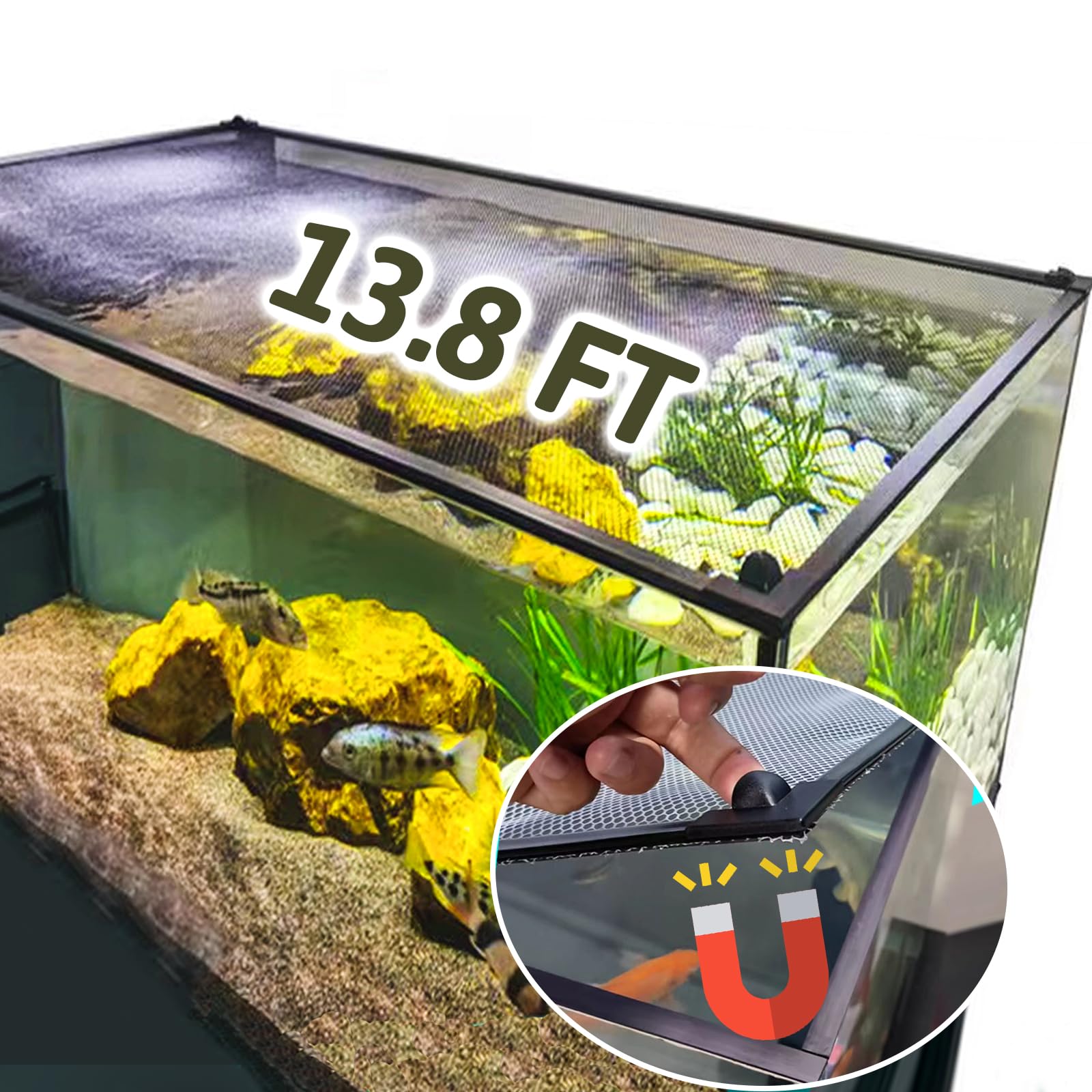 FUYITE 13.8ft magnetic top cover PVC strip close-up for a customizable aquarium fit.