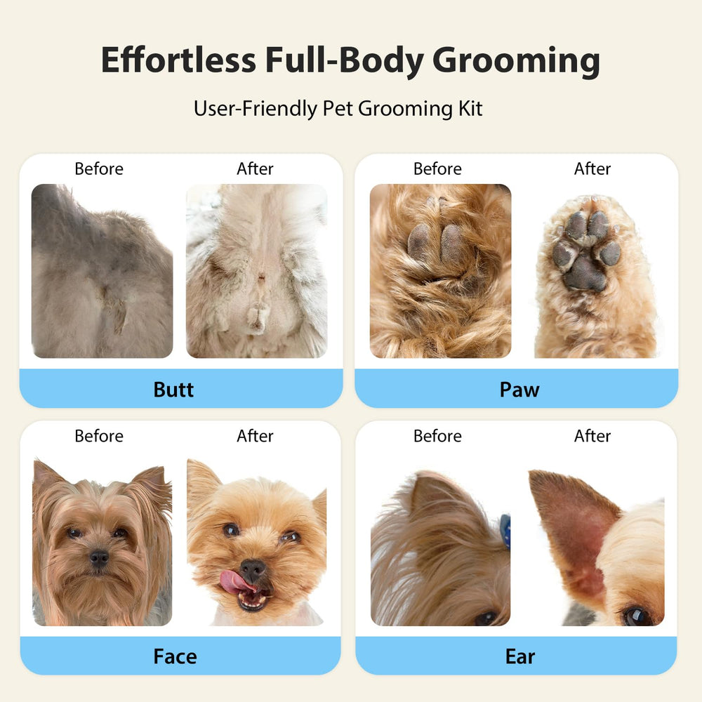 FuzzyFix cordless design with fast Type-C charging for multi-pet grooming.