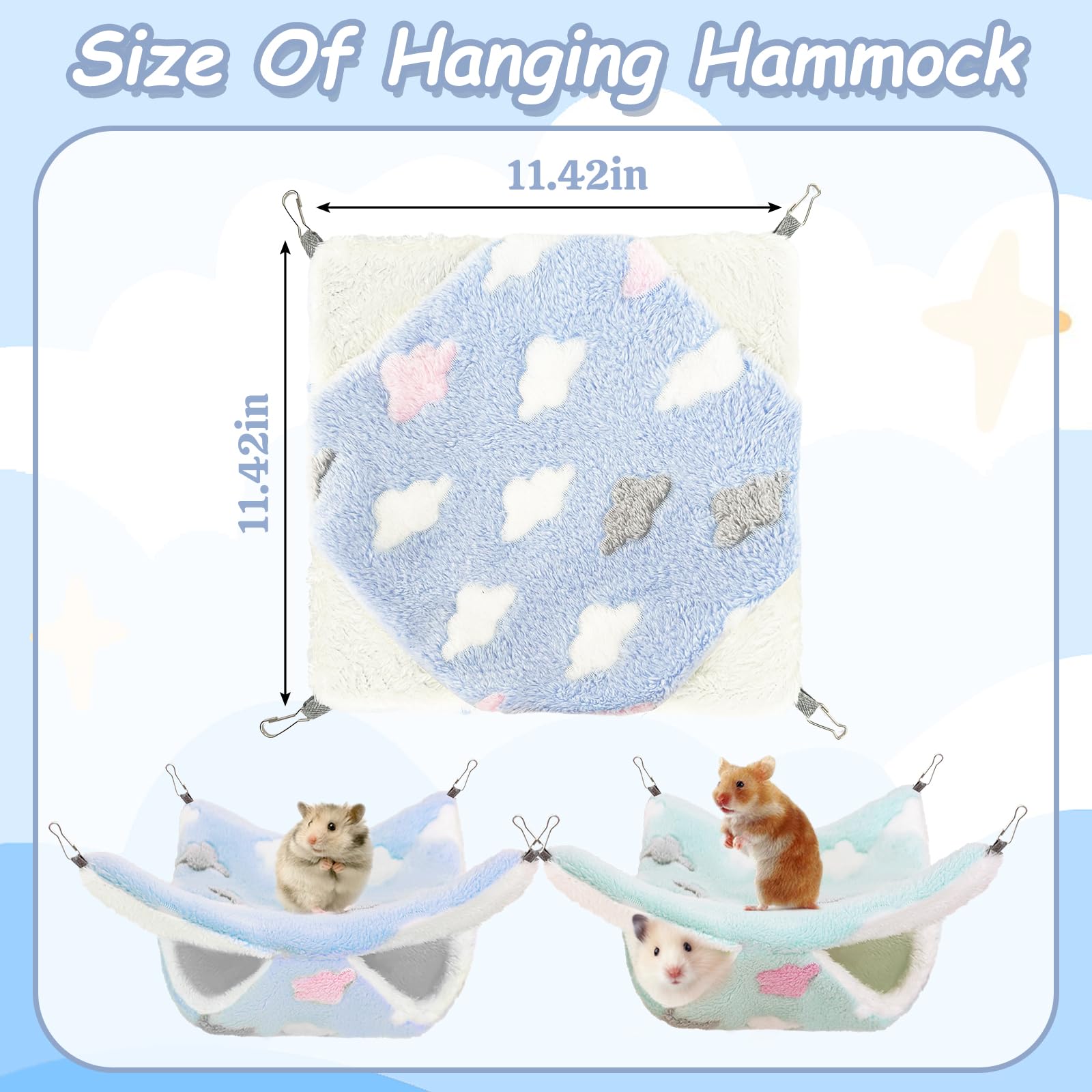 Fuzzivator rat hammock blue clouds gives a playful lounging area for active rodents