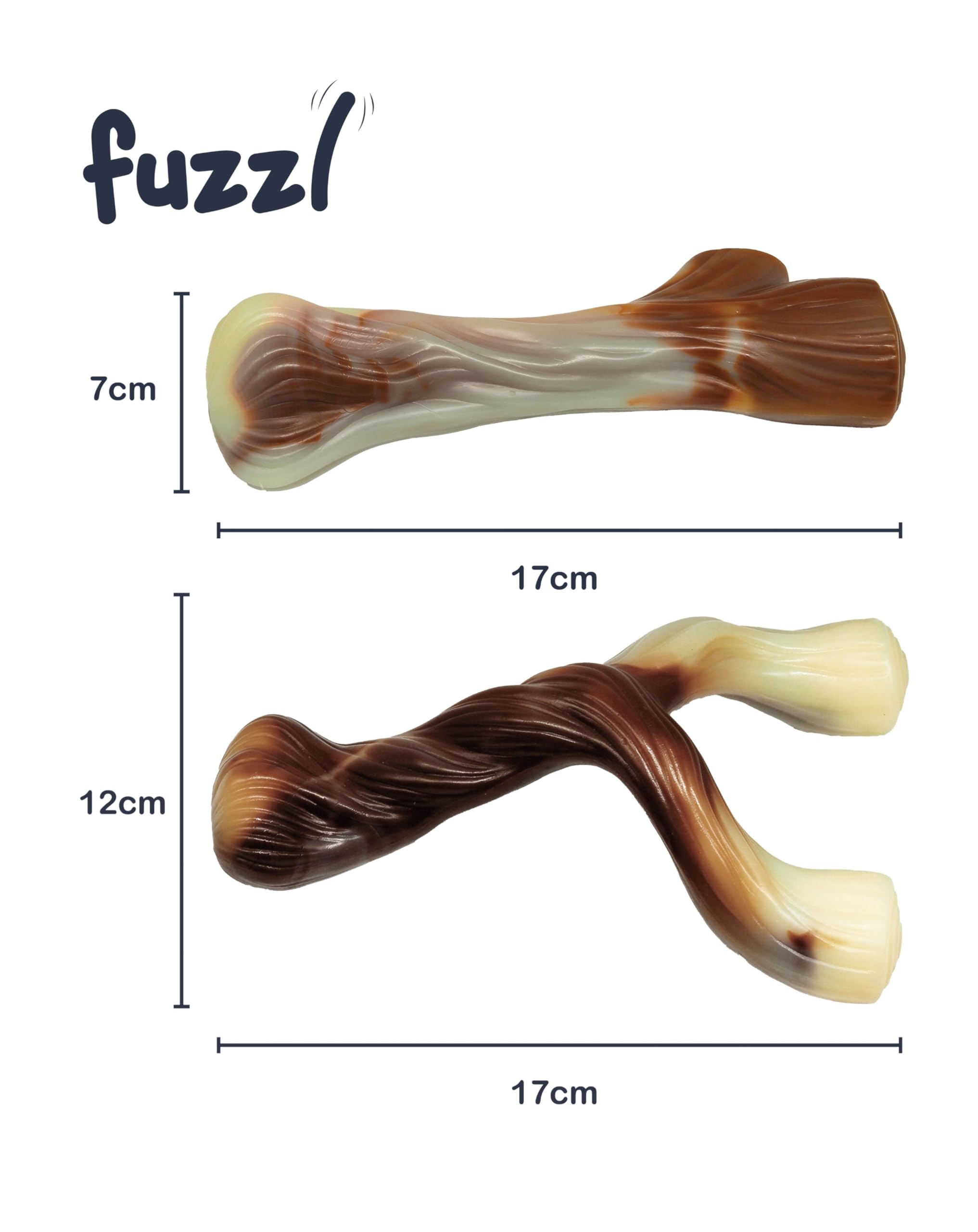 Fuzzl durable dog toy aids dental hygiene through active chewing