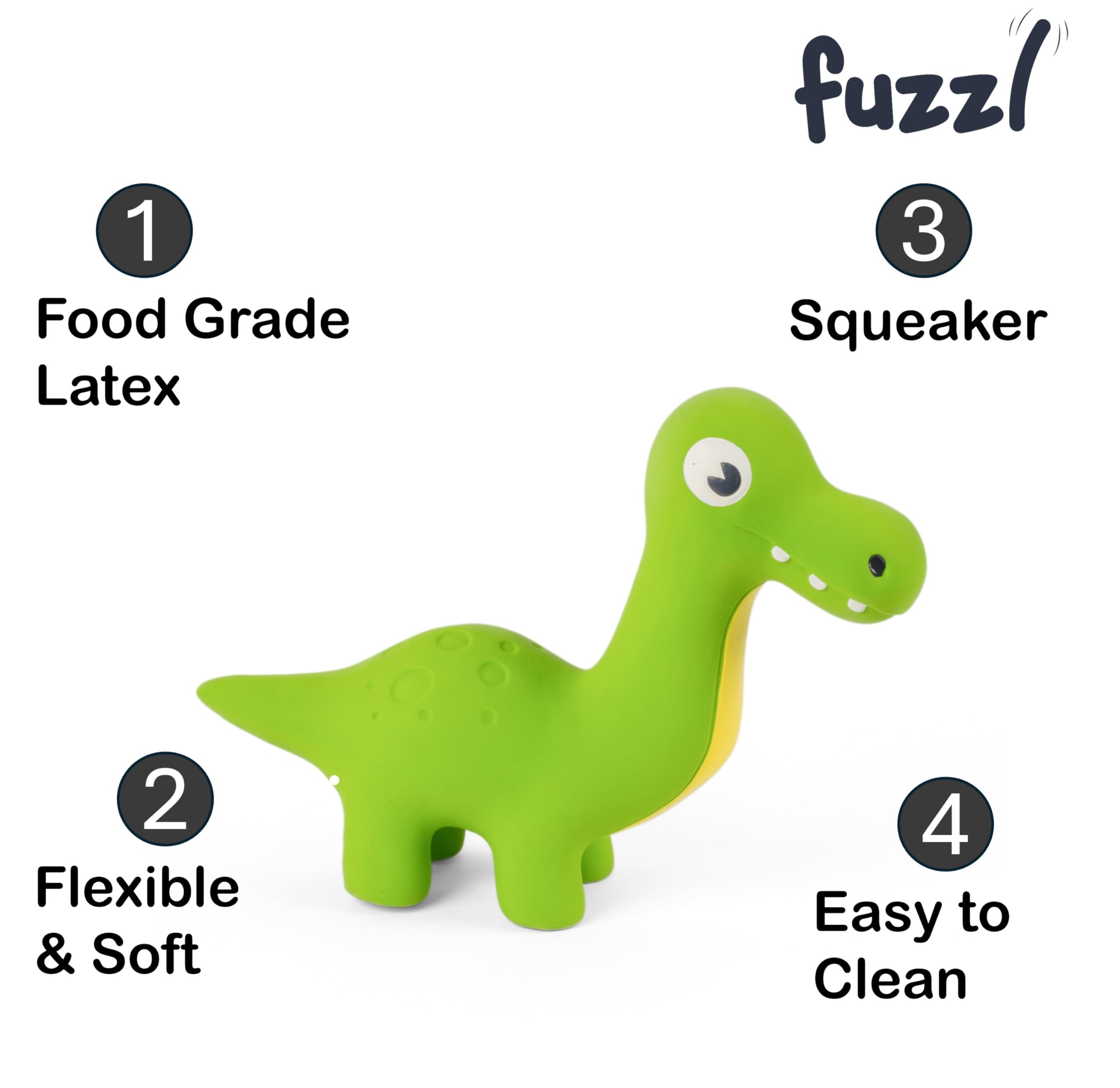 Fuzzl Rexy durable-construction stands up to enthusiastic chewers during play.