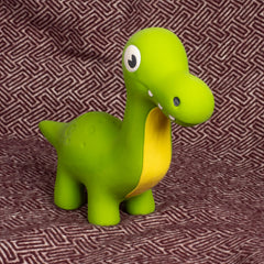 Fuzzl Rexy soft-texture latex toy feels gentle on gums for puppies and dogs.