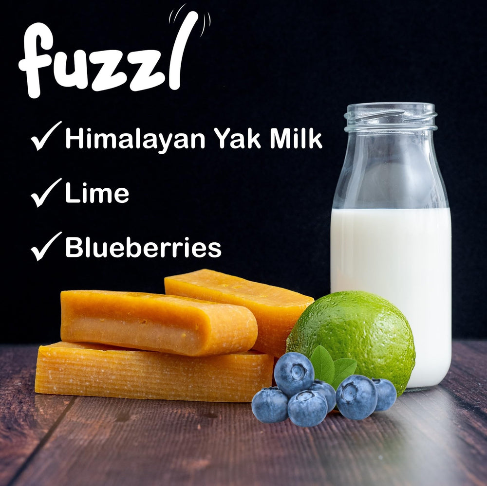 Fuzzl Yak Chews Blueberry – natural yak milk ingredients for healthy dental enjoyment