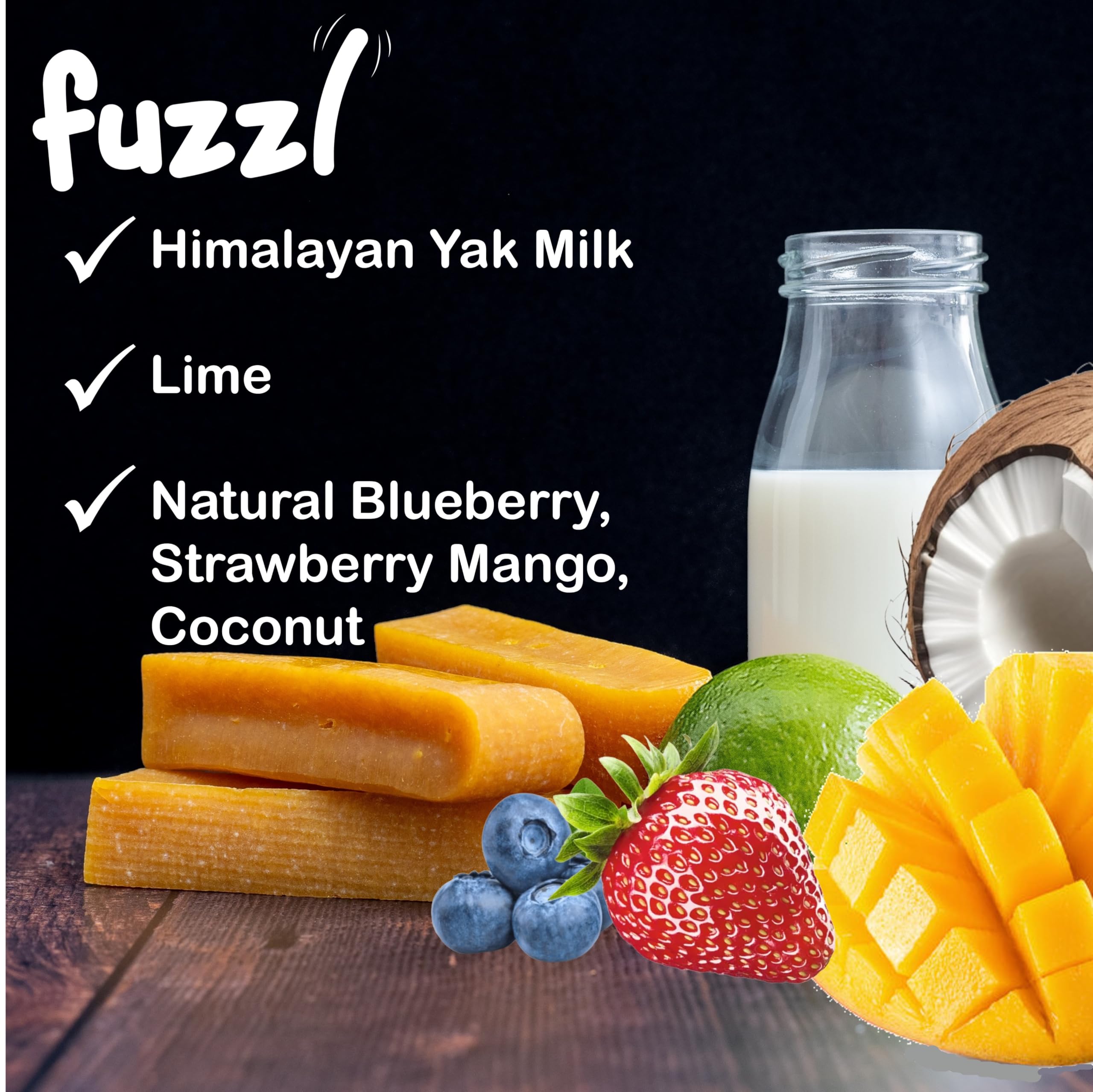 Fuzzl Yak Chews coconut closeup highlights tropical notes and texture