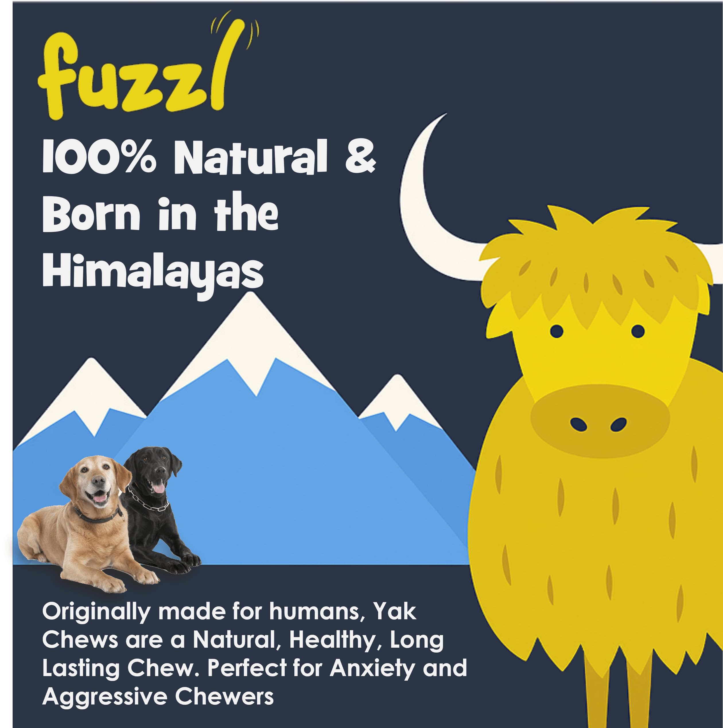 Fuzzl Yak Chews long-lasting dental chews for dogs.