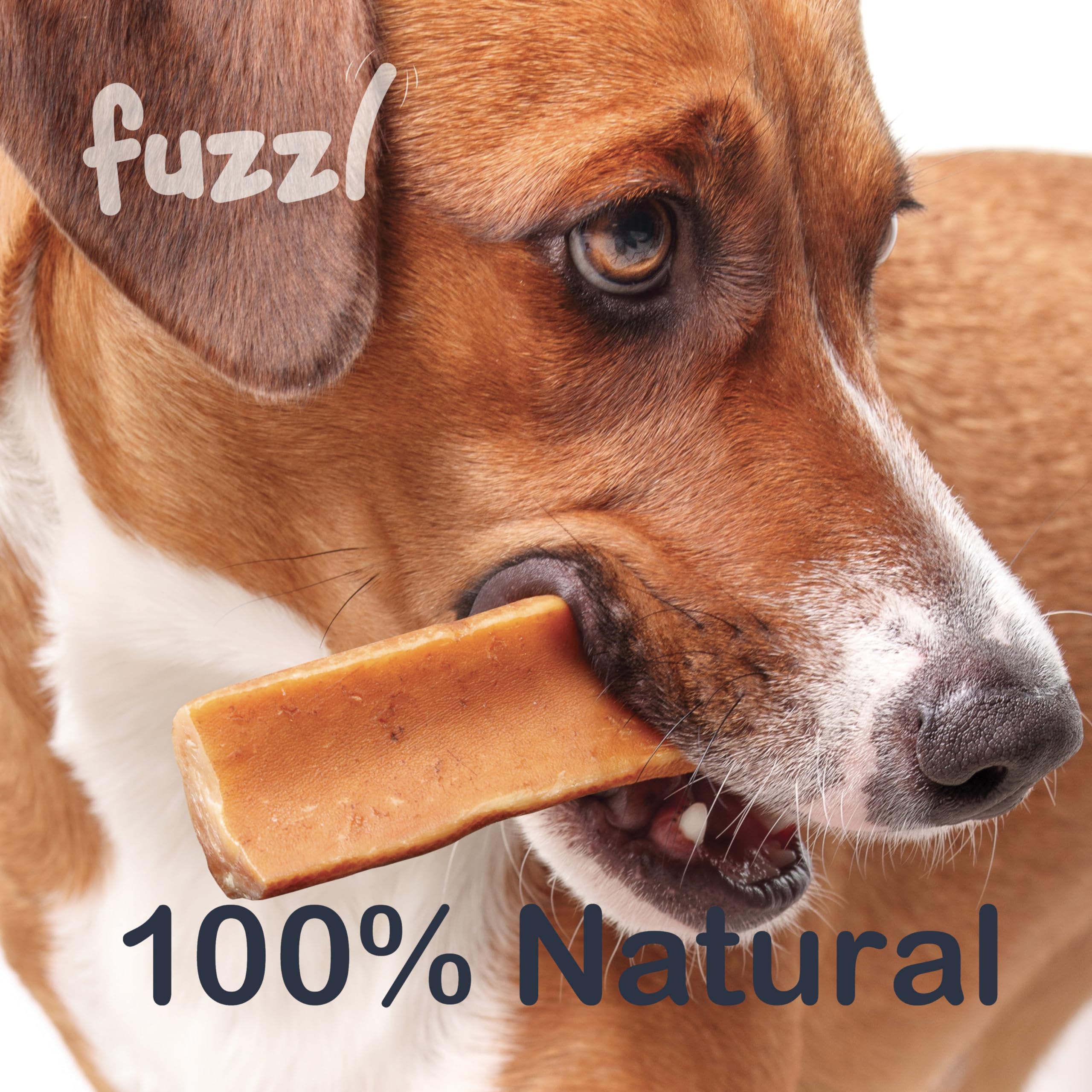 Fuzzl yak chews peanut butter dog eating scene - enjoyable chew moment