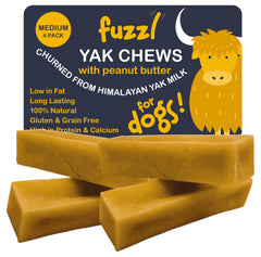 Fuzzl yak chews peanut butter front view - long-lasting dental treat for dogs