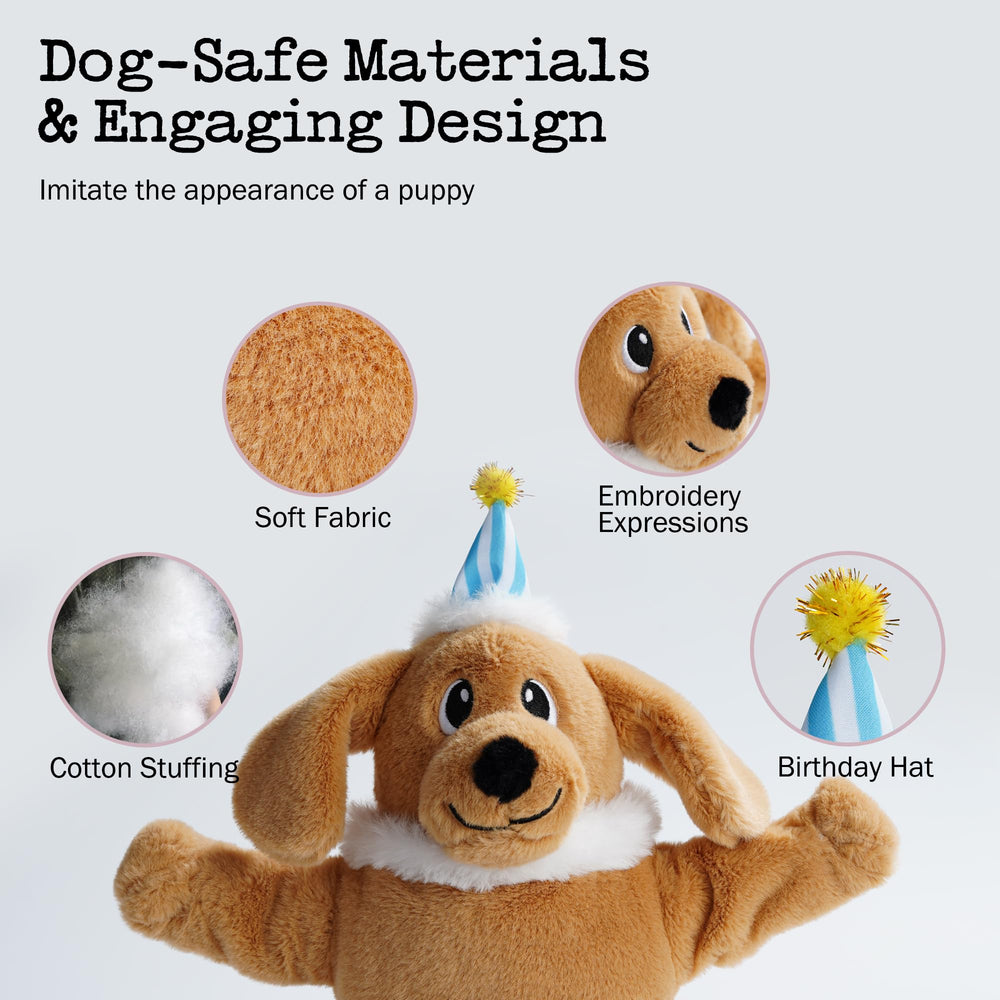 Fuzzwoof echo function toy demonstrates voice echo interaction for pet engagement.
