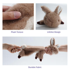 Fuzzwoof No-Stuffing Bunny Toy closeup squeaker highlights engaging sound for mental stimulation.