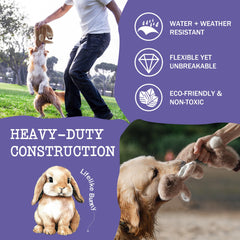 Fuzzwoof No-Stuffing Bunny Toy teething detail demonstrates gentle fabric aiding chewing relief.