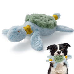Fuzzwoof Turtle Squeaky Toy with indestructible shell for aggressive chewers and interactive play