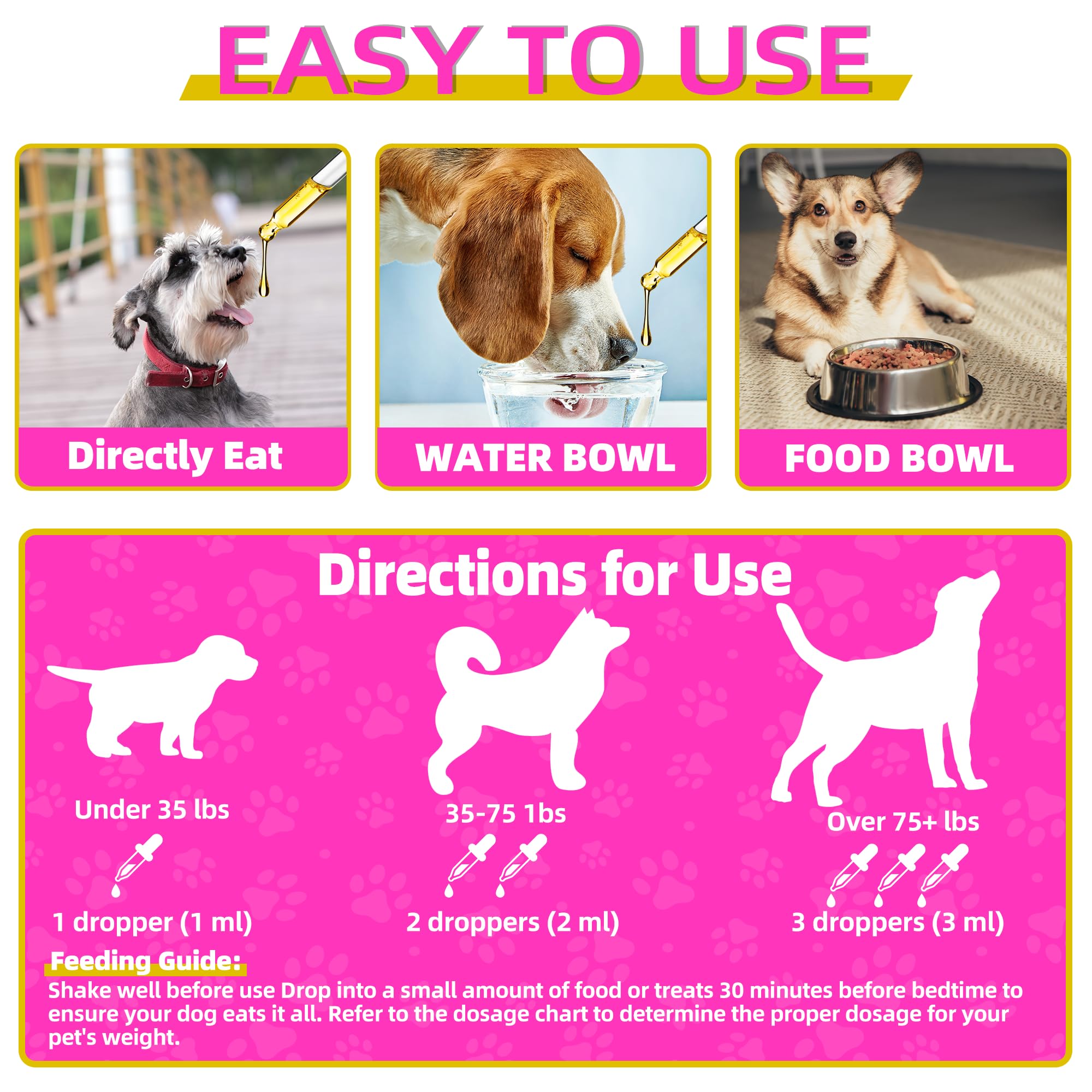Fuzzycare melatonin-dosing-guide shows simple administration for pet owners.
