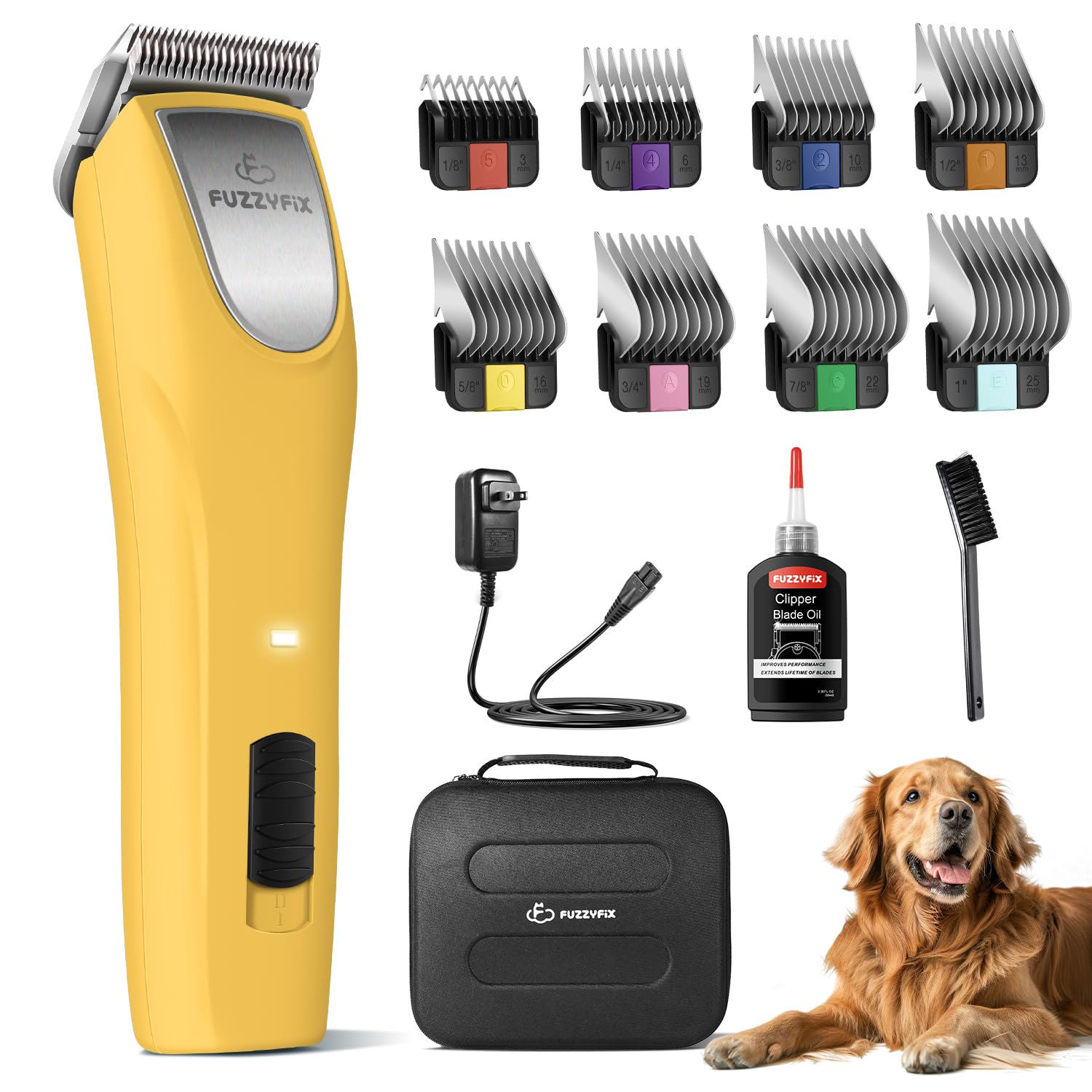 FuzzyFix professional dog clippers with brushless motor deliver quiet precision for thick coats.
