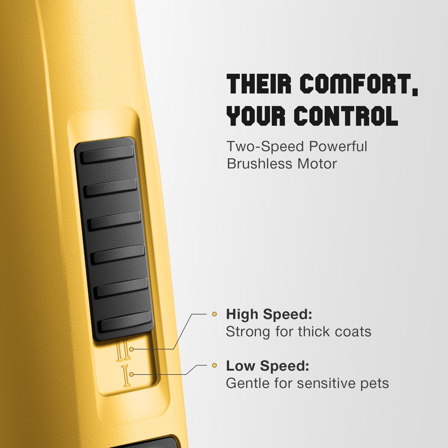 FuzzyFix brushless motor clipper delivers quiet operation ideal for sensitive dogs.