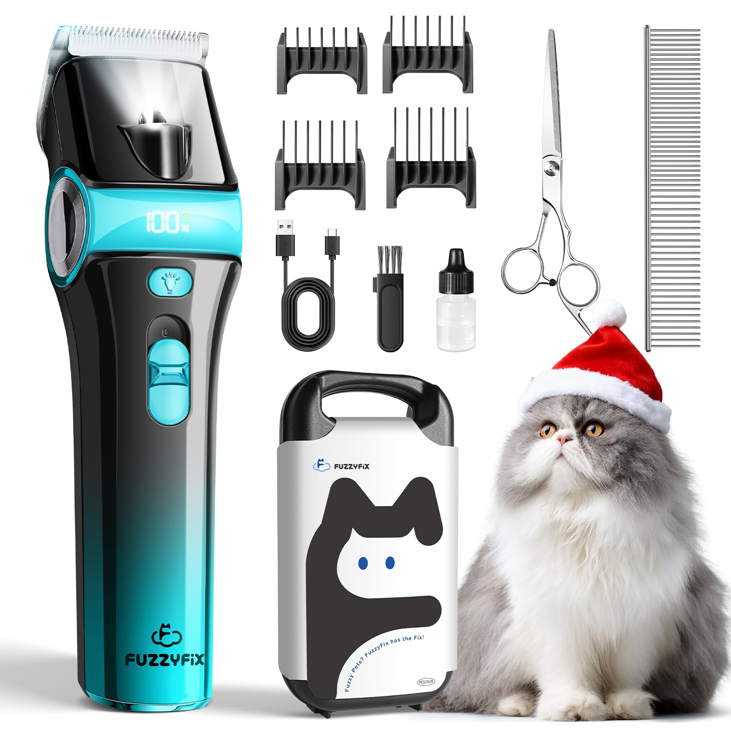 FuzzyFix cat clippers with 5-in-1 blade for precise grooming