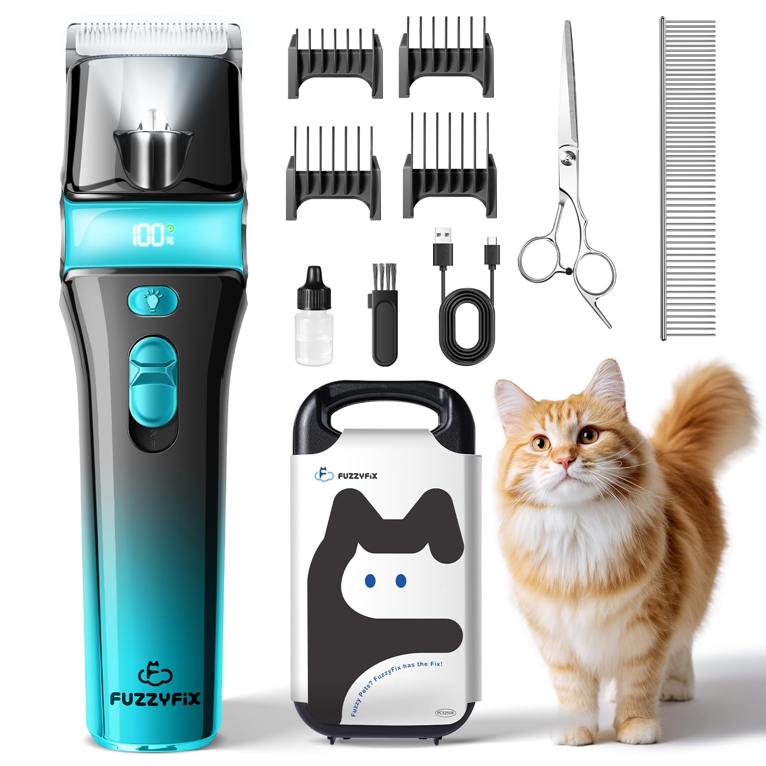 FuzzyFix complete grooming kit includes scissors, comb, oil, and more