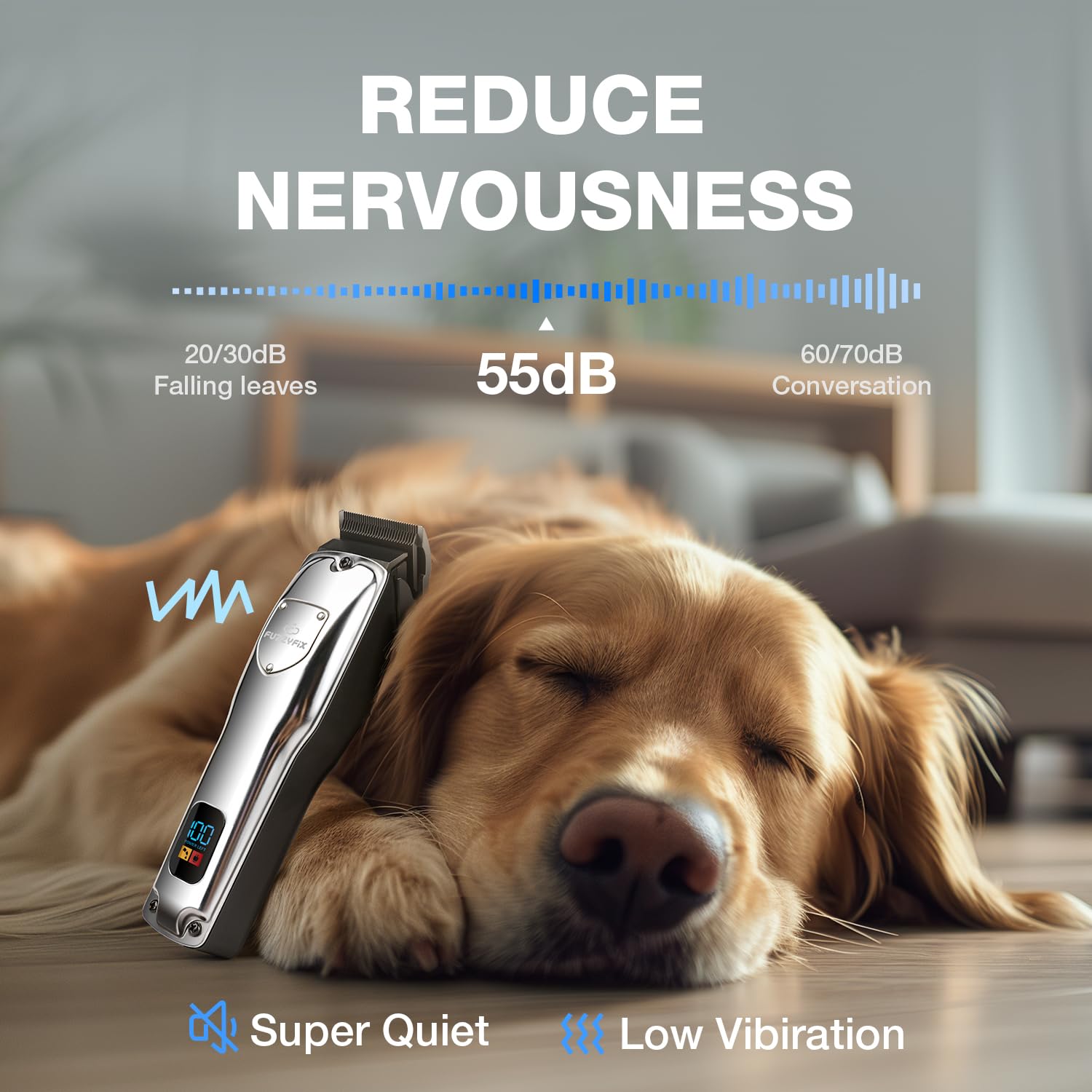 FuzzyFix dog clippers USB charging for easy cordless grooming anywhere
