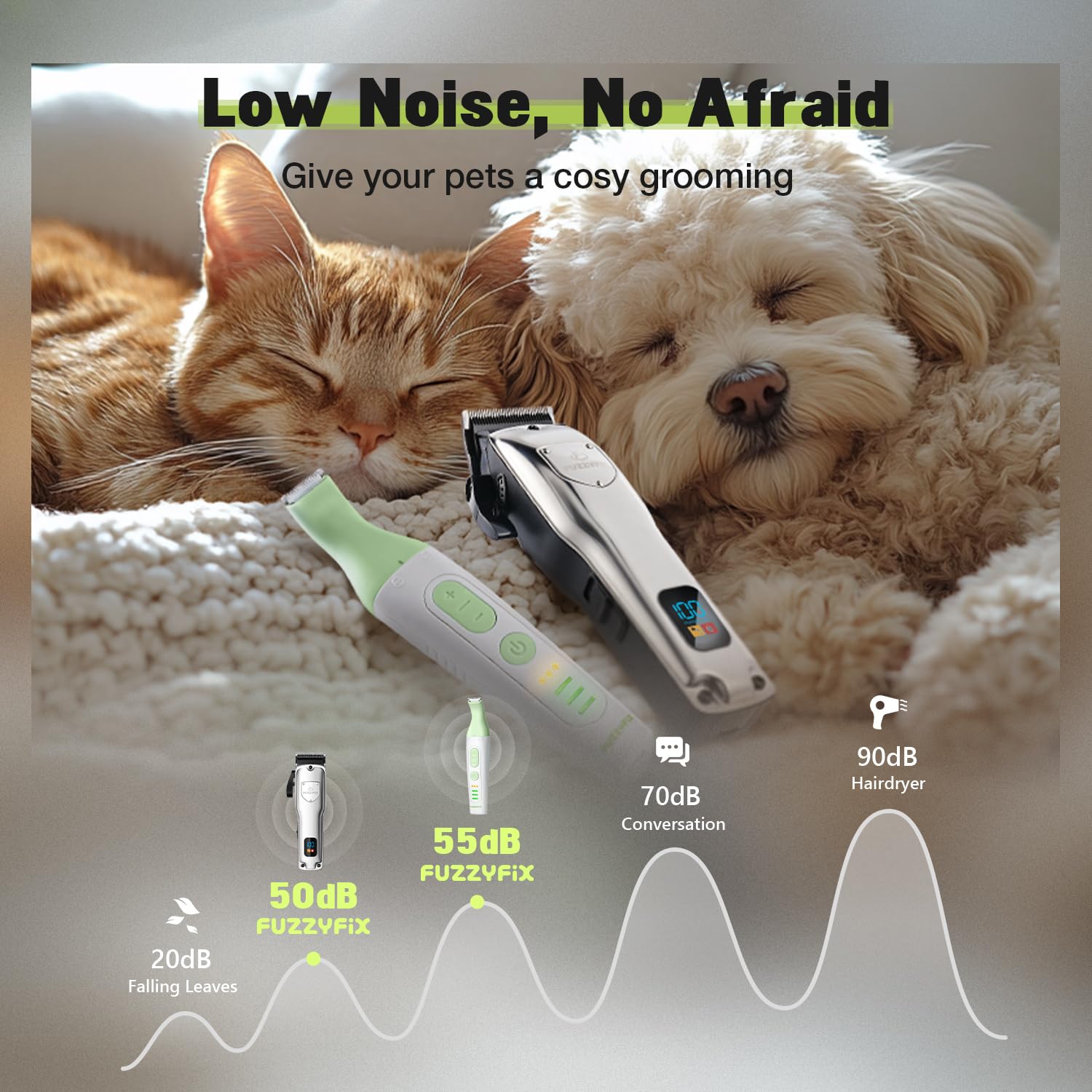 FuzzyFix dog grooming kit usb-rechargeable cordless grooming anywhere