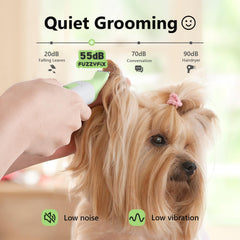FuzzyFix grooming kit ceramic blade quiet operation for sensitive pets