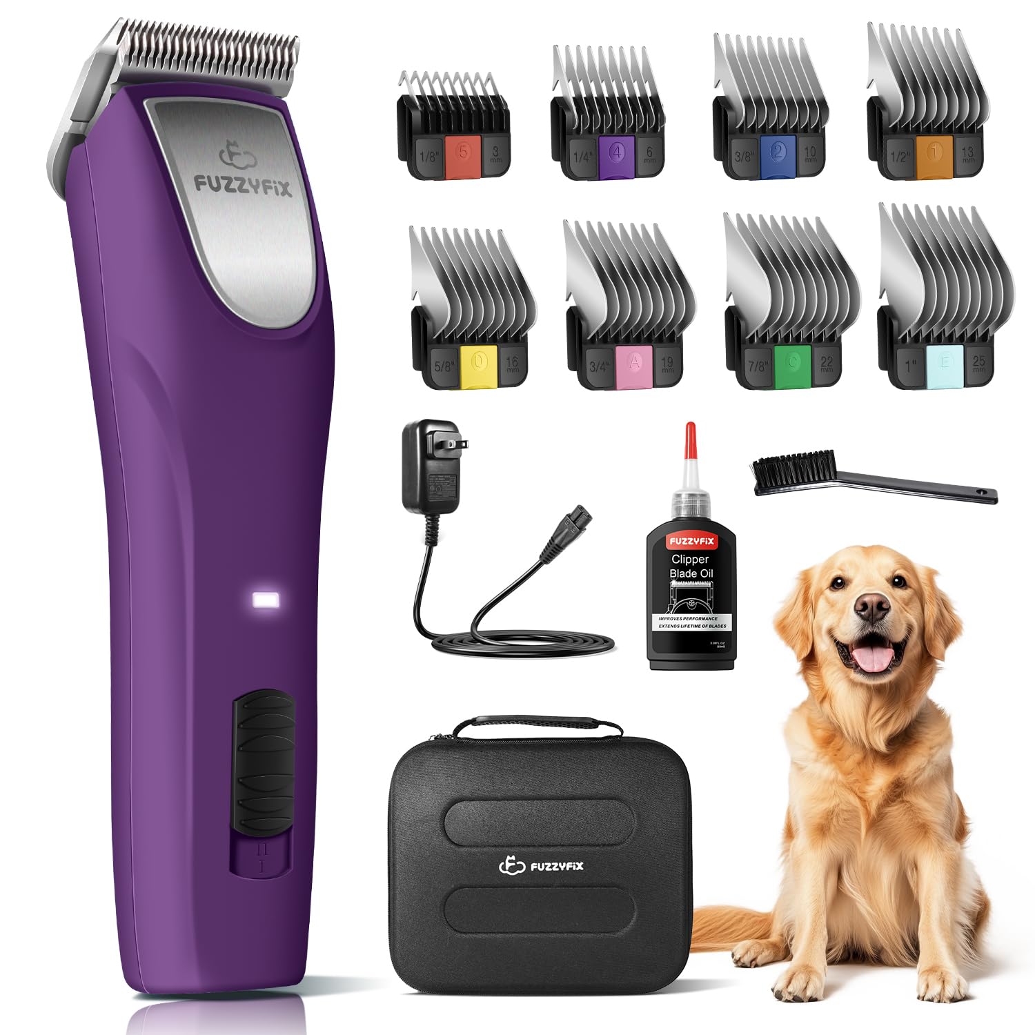FuzzyFix professional dog clippers with ergonomic handle for comfortable grooming sessions
