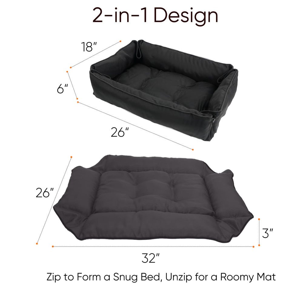 FuzzyTrek non-slip-bottom dog bed demonstrates stable placement on floors